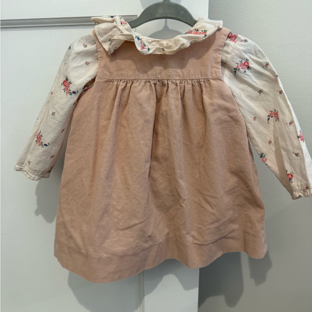 Bonpoint Floral Dress with Pink Pinafore